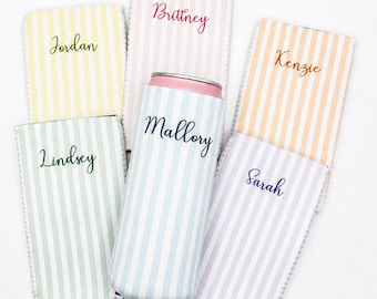 Monogrammed Slim Can Cooler Personalized Name Bachelorette Favor Grandmillennial Skinny Can Cooler Custom Bridal Party Gift Bridesmaid Idea