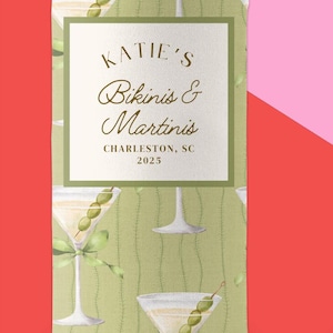 Addio al nubilato in spiaggia con bikini e Martini / Refrigeratore per lattine per addio al nubilato in spiaggia / Ultimo tuffo, ultimo brindisi / Charleston, Florida / Bomboniere personalizzate