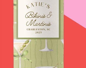 Addio al nubilato in spiaggia con bikini e Martini / Refrigeratore per lattine per addio al nubilato in spiaggia / Ultimo tuffo, ultimo brindisi / Charleston, Florida / Bomboniere personalizzate