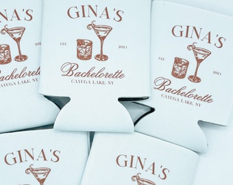 Refrigeratore per lattine personalizzato per cocktail costieri per addio al nubilato / Refrigeratore per lattine personalizzato / Addio al nubilato in spiaggia / Palm Springs / Bomboniere personalizzate