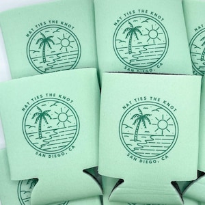 Personalized Coastal Bachelorette Can Cooler | Custom Can Cooler | Beach Bachelorette Party | Lake Life | Ties the Knot | Party Favors