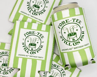 Personalized Golf Birthday Can Cooler | Custom Golf Party Favor | 40th Birthday Golf Theme | Golf Birthday Decor | Fore Tee Birthday Gift