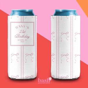 Personalized Birthday Coastal 21st Can Cooler | Custom Can Cooler | Beach Girls Trip Weekend | Grandmother Preppy Custom Party Favors