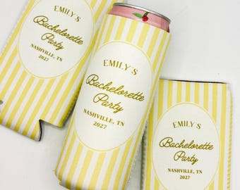 Personalized Skinny Can Cooler | Classic Bachelorette Favor | Custom Bridal Party Can Cooler | Bridesmaid Gift | Slim Can