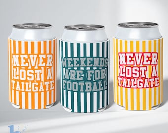 Football Tailgating Can Coolers Custom Game Day Drink Holders | Personalized Football Party Favors for College, Pro or High School Football
