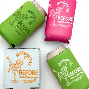 Margaritas before Matrimony Bachelorette Can Cooler | Custom Mexico Bach  | Margarita Tequila Bachelorette Party | Custom Party Favors