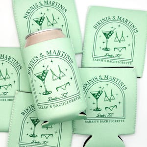 Addio al nubilato in spiaggia con bikini e Martini / Refrigeratore per lattine per addio al nubilato in spiaggia / Ultimo tuffo / Ultimo brindisi / Rosemary Beach FL / Bomboniere personalizzate