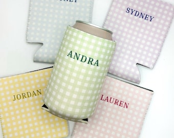 Monogrammed Slim Can Cooler Personalized Bachelorette Favor Grandmillennial Skinny Can Cooler Custom Bridal Party Gift Bridesmaid Gift Idea