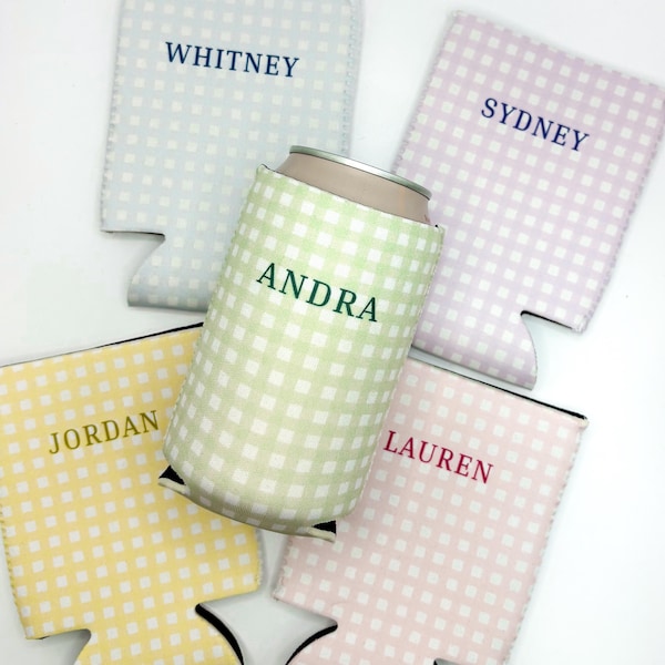 Monogrammed Slim Can Cooler Personalized Bachelorette Favor Grandmillennial Skinny Can Cooler Custom Bridal Party Gift Bridesmaid Gift Idea