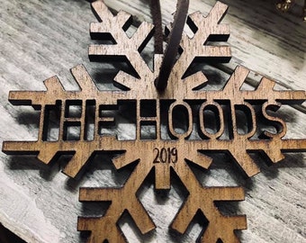Snowflake Personalized wooden Christmas Ornament