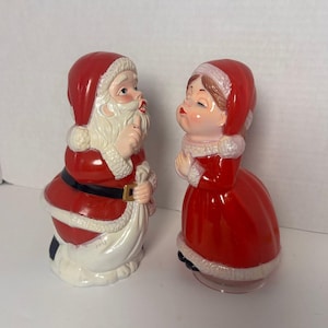 Berman & Anderson Santa and Musical Revolving Mrs Claus 8 inch Vintage Plastic 1970s