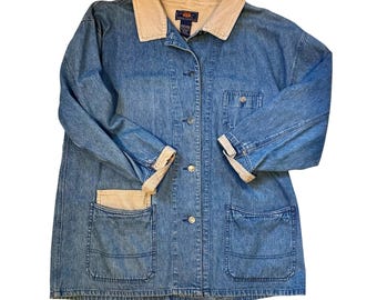 Kurtka robocza z denimu i sztruksu z lat 90. z Route 66, rozmiar XL, vintage Cottagecore