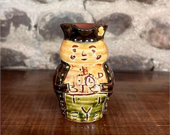 SJ Pottery Redware Bethel, Missouri 3.5” Creamer Small Pitcher Toby Jug 3.5"