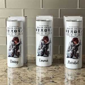 Double sided personalized Armor of God Warrior Tumbler