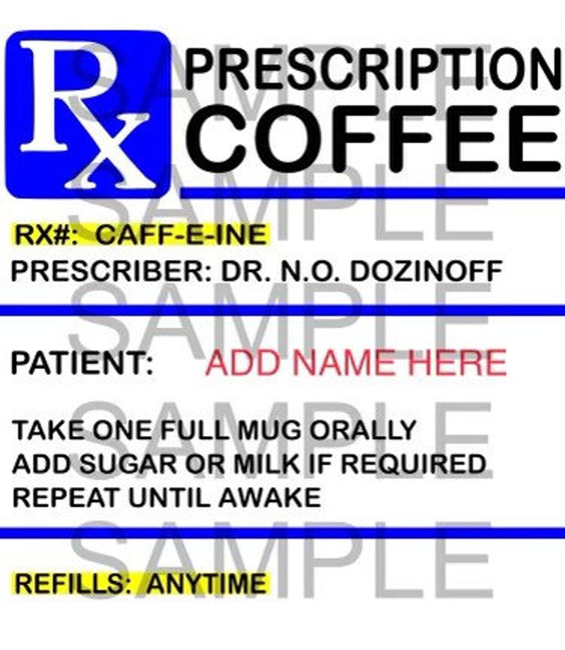 Rx Coffee Prescription PNG File for Download - Etsy