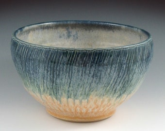 Carved Bowl: Apricot and Blue