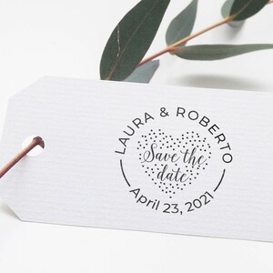 Tampon de mariage personnalisé avec coeur, tampon de réservation rond, tampon de faveur de mariage, tampon de réservation personnalisé, tampon de date personnalisé