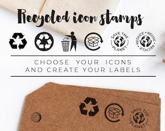 Mini Recycle symbol stamp for recycling labels, eco friendly packaging stamp, please recycle stamp, mini icon stamps for small Etsy business