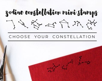 zodiac constellation mini stamps, astrological zodiac star signs stamp, zodiac rubber stamps, DIY stars wrapping paper with constellations