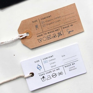 Benutzerdefinierter Hang-Tag-Stempel für Kleidungsstück mit Größe und Zusammensetzung, benutzerdefinierte Kleidungsetiketten und Etiketten, DIY-Kleidungsshop-Etiketten, Kleidungsetiketten