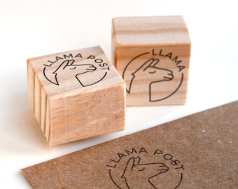 Minimalistic llama face rubber stamp for journaling, Cute llama post icon for snail mail and happy mail, Llama animal farm stamp for scrap