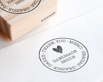Thank you package stamp for small shops, handmade inside stamp, small shop shipping stamps, multilingual thank you for shopping small stamp