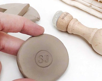 mini stamp for pottery with your initials, small monogram stamp for clay, round monogram pottery stamp, custom gift for pottery maker