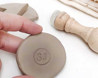 Custom initial stamp for pottery, Personalized small monogram stamp for clay, Ceramic, Soap