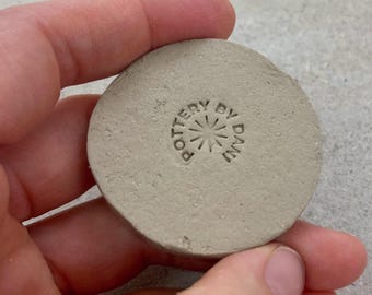 Personalized pottery stamp with sun star icon, Custom clay signature stamp, Boho ceramic name logo for artists and handmade pottery gifts