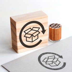 recyclebarer Symbolstempel, recycelbare Verpackungen, recycelbares Symbol-Stempelpaket, Karton-Öko-Verpackung, umweltfreundliches Paket, Zero-Waste-Beutel,