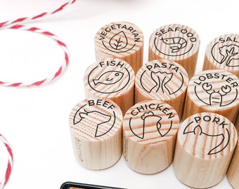 Meal choice icon stamps, wedding meal choice stamps, passover place cards, icon stamps, meal choice place cards stamp, escort cards stamps