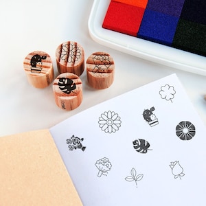 timbro icona carta fedeltà negozio di fiori, mini timbro tessera perforata, mini timbro fiori, mini timbro monstera, timbro quadrifoglio, mini timbro rosa