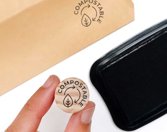 Compostable icon stamp for compostable packaging, eco friendly compostable mailers stamp, compostable container decoration ideas