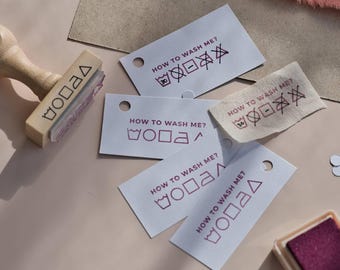 Multilingual Clothing Care Stamp, Laundry Symbols & Garment Labels, Sewing tool with Text in Different Languages