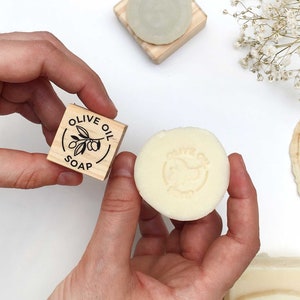 Timbro per sapone all'olio d'oliva con ramo d'ulivo, timbro d'oliva per saponi, timbro per fare sapone, timbro per saponetta all'olio d'oliva, pacchetto di sapone all'olio d'oliva fai da te