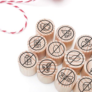 Allergievrije pictogramstempels voor voedseletiketten, glutenvrije pictogramrubberstempel voor buffettenten, pindavrij pictogram voor catering en receptenboeken
