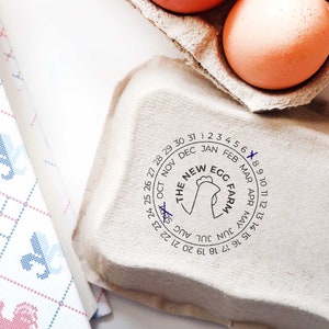 Personalized egg date stamp for egg cartons, chicken egg package date stamp, custom duck egg laid on stamp image 1