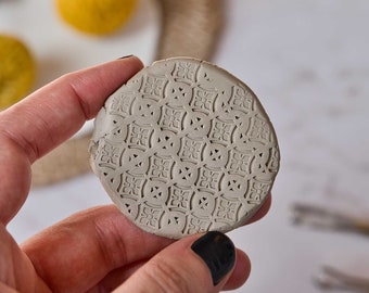 Small mosaic tile clay stamp for pottery decoration, clay texture stamp for ceramics, DIY realistic dollhouse clay tiles