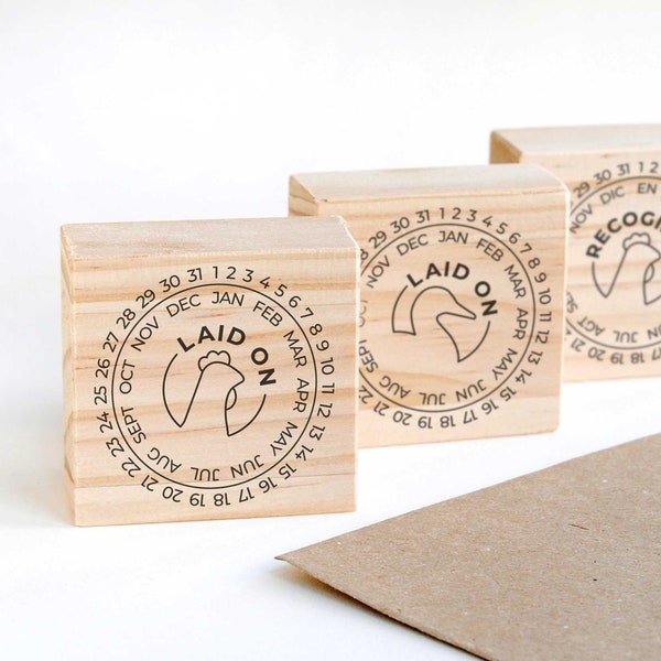 Egg laid date stamp for egg cartons, eggs carton stamp with chicken date, perpetual calendar stamp for food package stamps, farm egg stamp