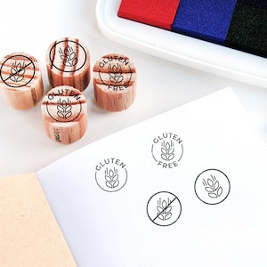 Glutenvrije rubberen stempel voor voedseletiketten en verpakkingen, minimalistische tarwestempel voor pantry-tags, glutenstempel voor catering en buffetborden