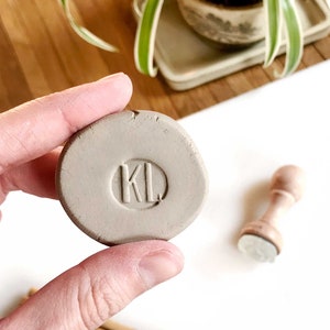 Small round initials clay stamp, initial relief clay stamp, mini clay stamp with your initials, small pottery sign stamp, small ceramic mark