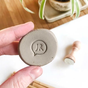 Pottery maker mark stamp with custom monogram bubble speech, custom ceramic tool for makers, pottery mark idea for ceramists gift