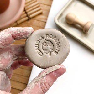 Monstera custom ceramic signature stamp, monstera clay stamp with name, you can also use this monstera stamp on soap