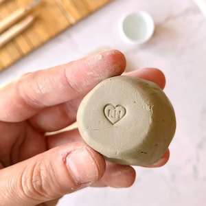 Mini heart clay maker mark stamp with initials, monogram heart pottery stamp for weeding favors, custom ceramic heart stamp