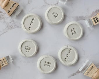 Ceramic hidden message stamp, Mini inspirational quote stamp for pottery, Small text clay tool