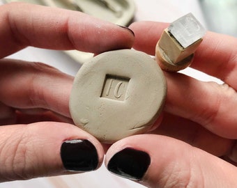 Custom monogram pottery stamp with initials, Personalized square signature stamp for polymer clay and soap, Micro embossing tool