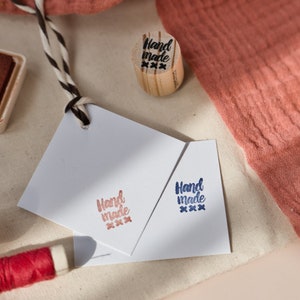 Tampon en caoutchouc fait main pour les petites entreprises, Tampon fait main pour étiquettes et étiquettes de bricolage, Création de marque en plusieurs langues