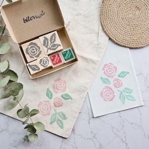 Kit fai da te con timbri in gomma a forma di fiori a punto croce, set per lavoretti per adulti, kit per lavoretti per la casa, tovaglia fai da te con fiori a punto croce con timbri