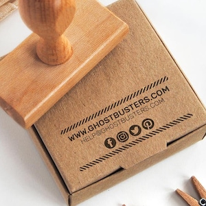 Tampon pour carte de visite personnalisé avec icônes de réseaux sociaux, coordonnées, site Web et adresse e-mail pour les cartes de visite DIY et tampon de la boutique Etsy pour les enveloppes