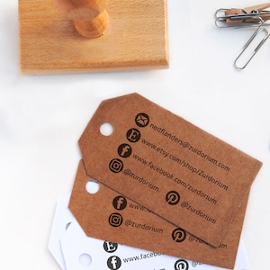 Tampon en caoutchouc personnalisé pour carte de visite sur les réseaux sociaux, Tampon d'informations de contact pour les petits magasins, Entreprise personnalisée, merci du partage